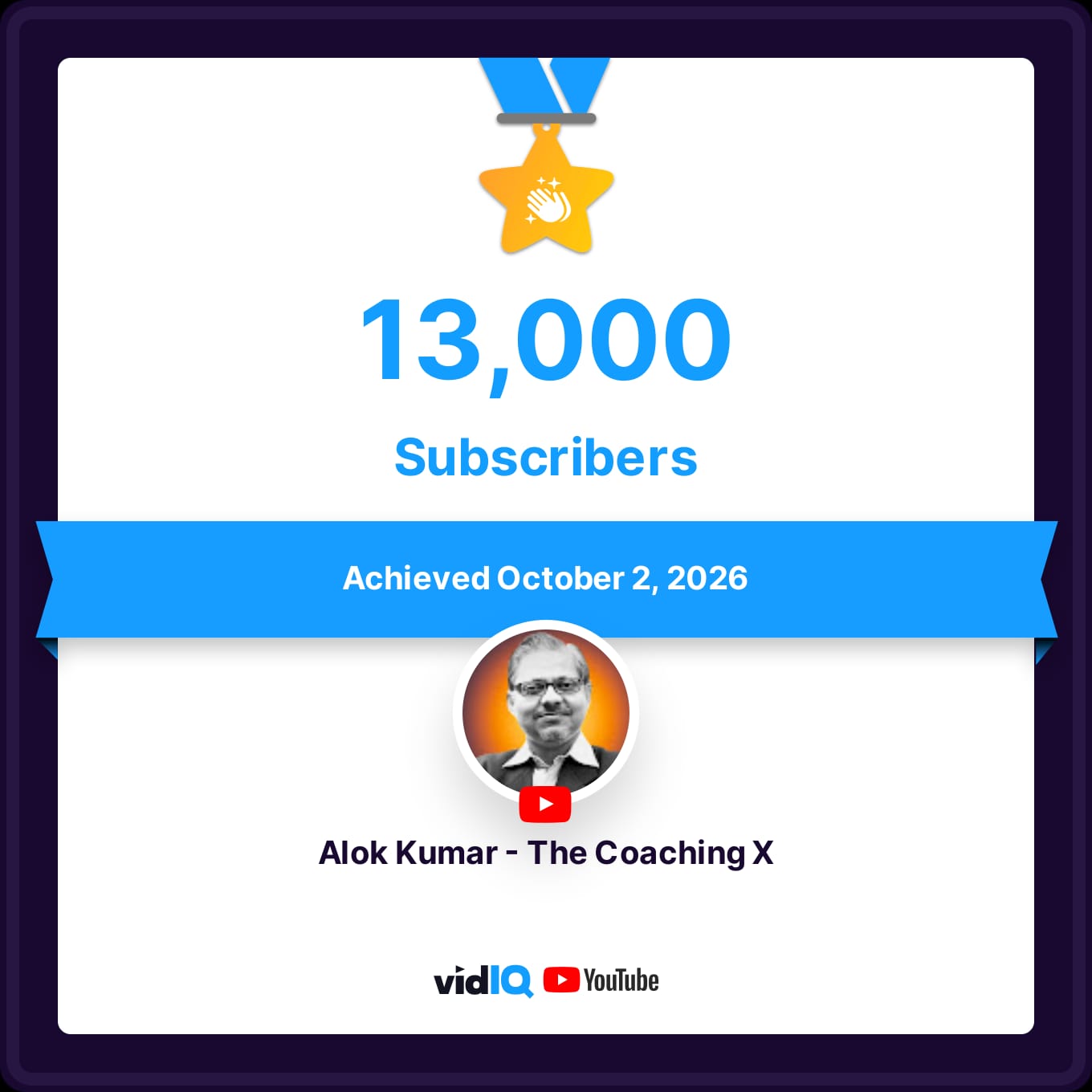 13000 Subscribers Achievement Badge